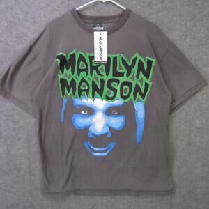 Marilyn Manson Shirt Mens XL Gray Graphic Band Rock Tee Mushroom Cotton Thailand